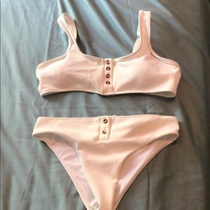 white buttoned bikini